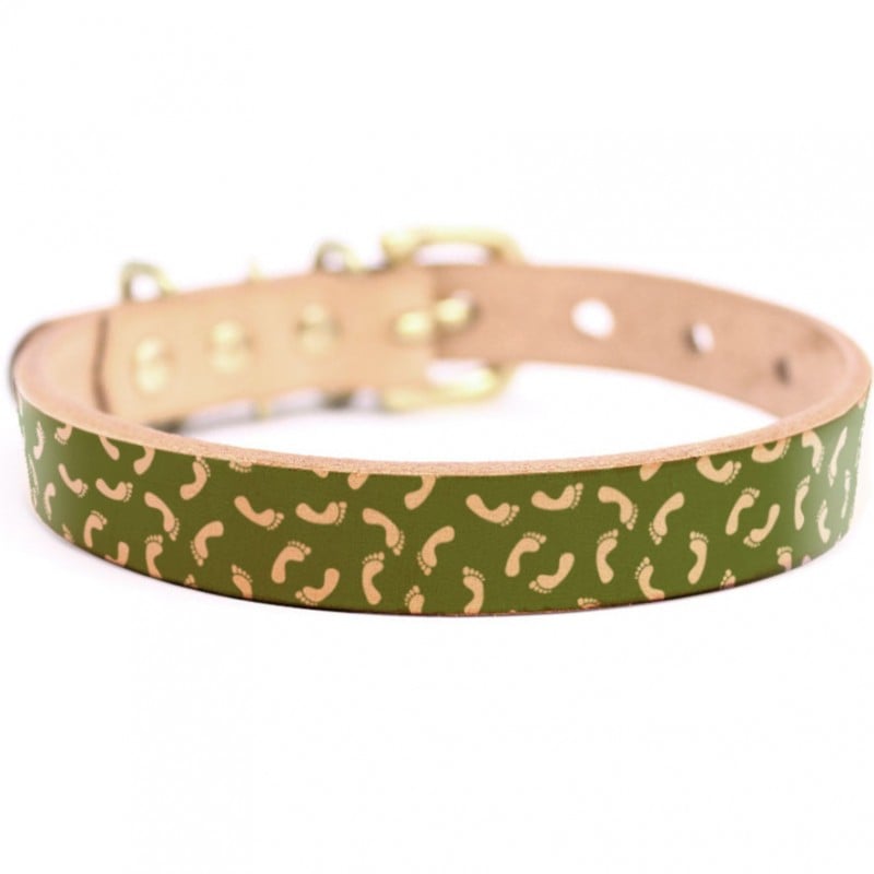 Framer アートなグラフィック本革首輪　真鍮無垢金具 サイズSSS～LL ベルト幅16mm/12mm/24mm #23072