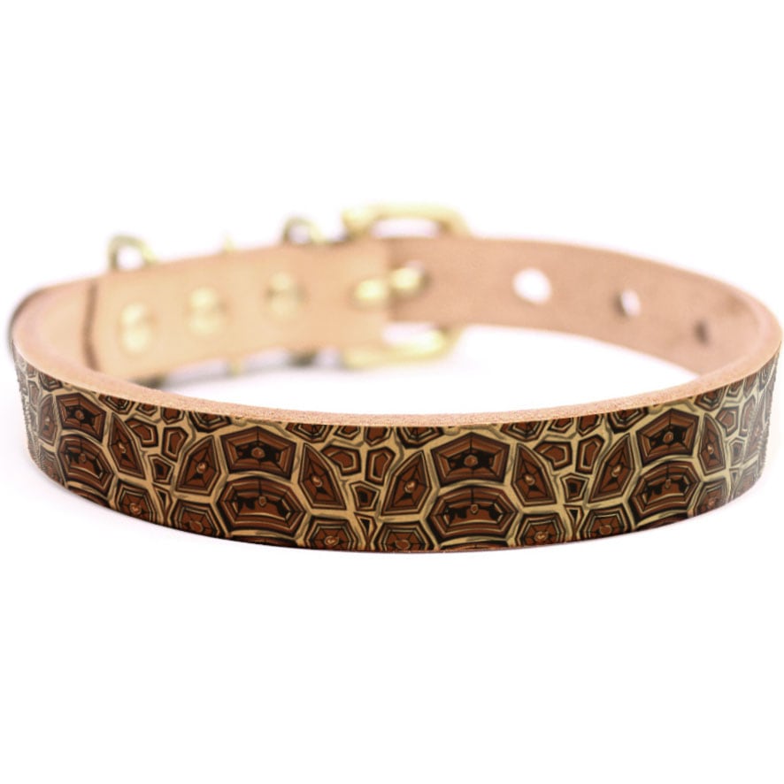 Framer アートなグラフィック本革首輪　真鍮無垢金具 サイズSSS～LL ベルト幅16mm/12mm/24mm #23148