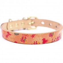 Framer アートなグラフィック本革首輪　真鍮無垢金具 サイズSSS～LL ベルト幅16mm/12mm/24mm #23153