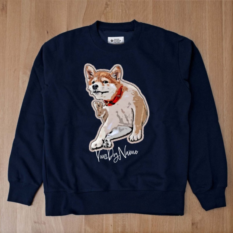 SAKURA DOGWARE FACTORY 名入れ　ユニセックス　クルーネックスウェット　トレーナー　柴犬　SHIBA INU