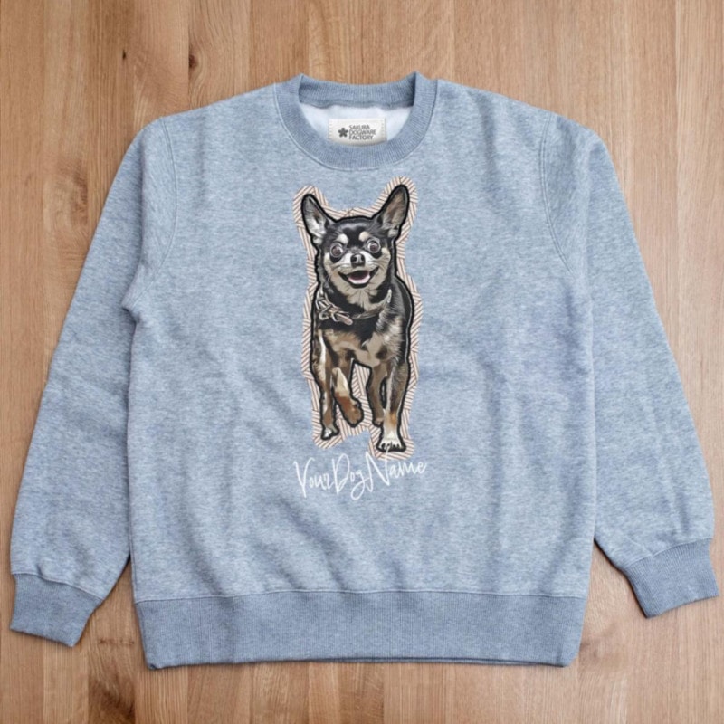 SAKURA DOGWARE FACTORY 名入れ　ユニセックス　クルーネックスウェット　トレーナー チワワ
