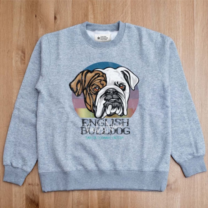 SAKURA DOGWARE FACTORY 名入れ　ユニセックス　クルーネックスウェット　トレーナー イングリッシュブルドッグ