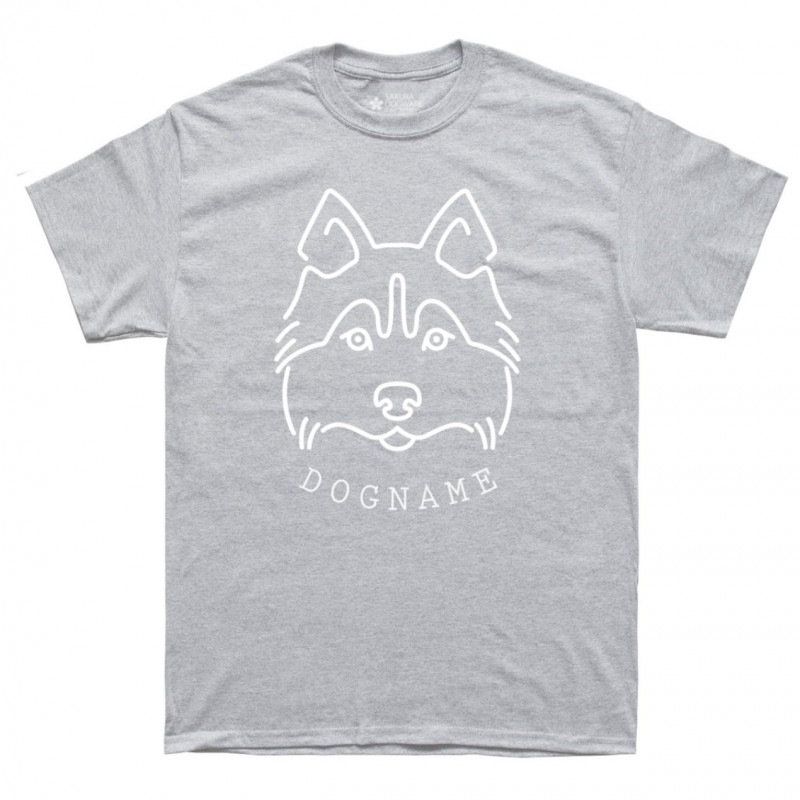 SAKURA DOGWARE FACTORY 名入れ　ユニセックス　Tシャツ　シンプルライン　シベリアンハスキー　6019