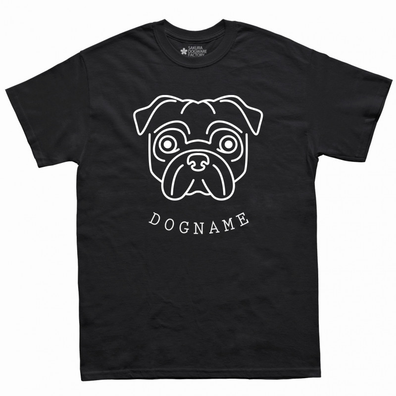 SAKURA DOGWARE FACTORY 名入れ　ユニセックス　Tシャツ　シンプルライン　パグ　6020