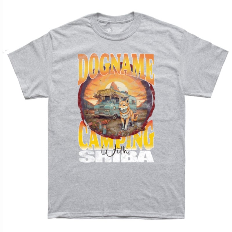 SAKURA DOGWARE FACTORY 名入れ　ユニセックス　Tシャツ　柴犬　キャンプ　ヴィンテージプリント6037