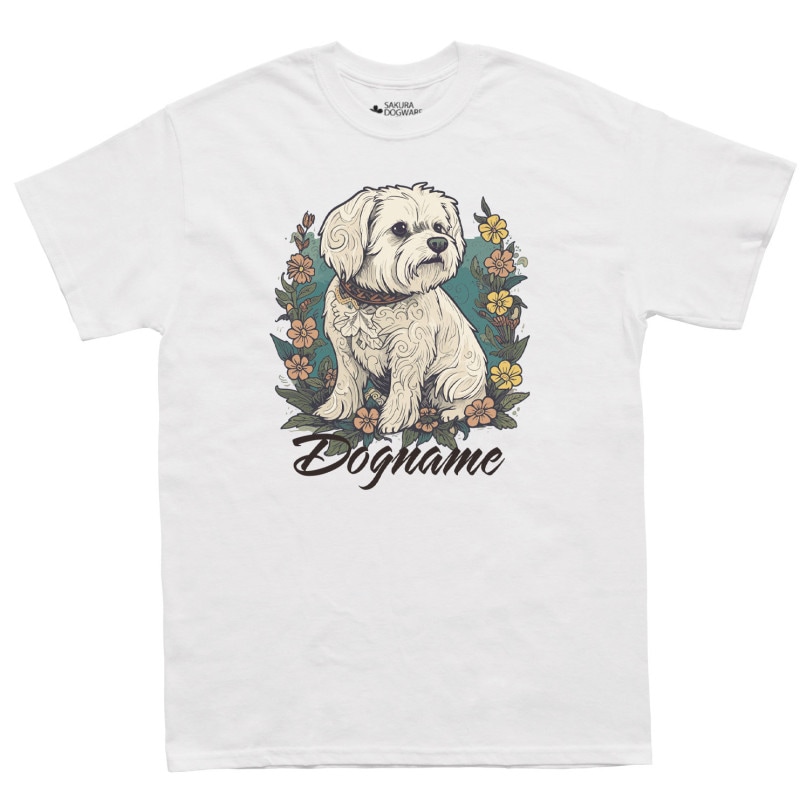 SAKURA DOGWARE FACTORY 名入れ　ユニセックス　Tシャツ　マルチーズ 6045