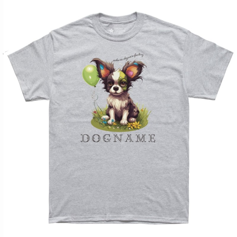 SAKURA DOGWARE FACTORY 名入れ　ユニセックス　Tシャツ　パピヨン 6057
