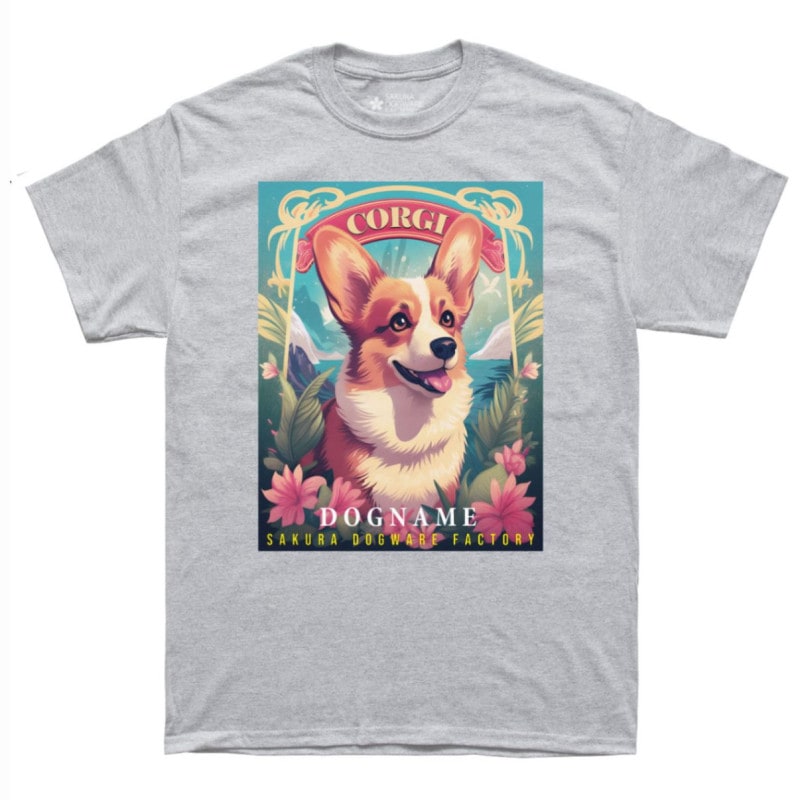 SAKURA DOGWARE FACTORY 名入れ　ユニセックス　Tシャツ　コーギー　6080