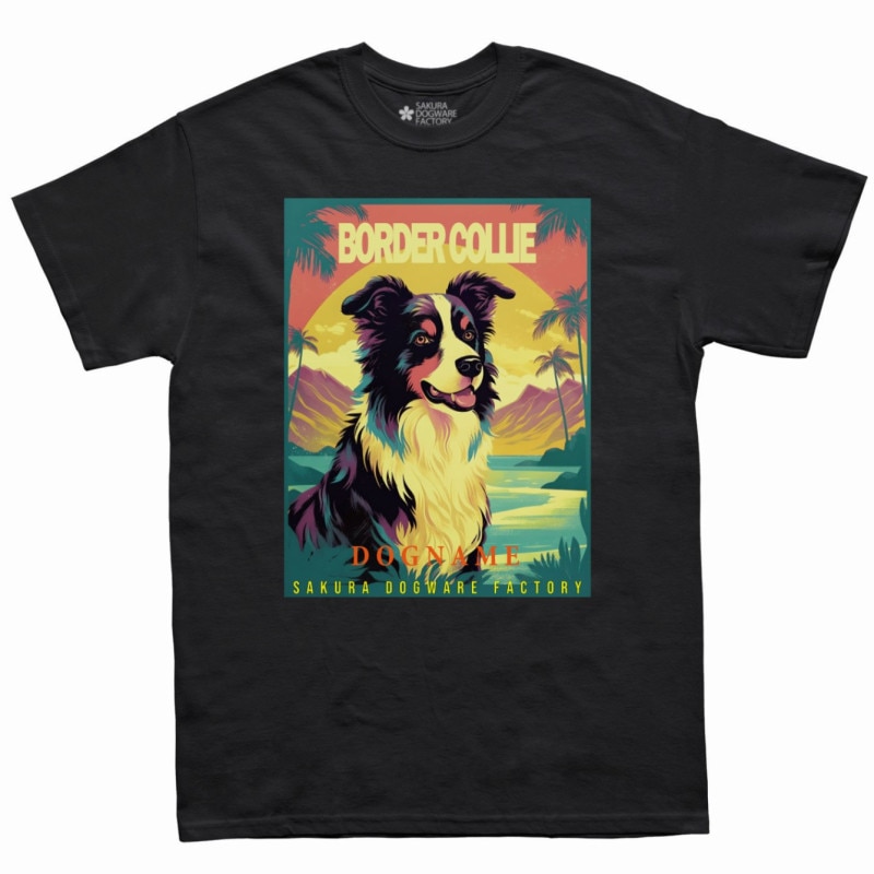 SAKURA DOGWARE FACTORY 名入れ　ユニセックス　Tシャツ ボーダーコリー　6114
