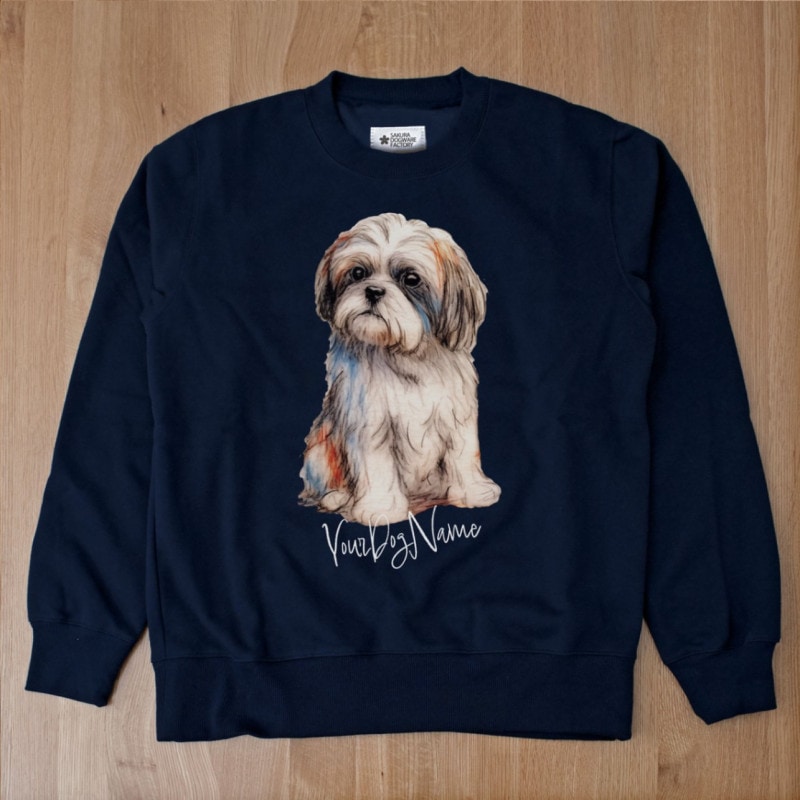 SAKURA DOGWARE FACTORY 名入れ　ユニセックス　クルーネックスウェット　シーズー　8034