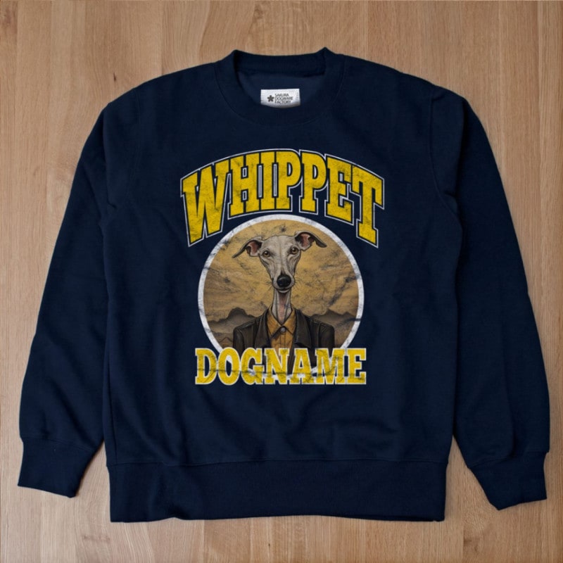 SAKURA DOGWARE FACTORY 名入れ　ユニセックス　クルーネックスウェット ヴィンテージ加工　ウィペット　8040