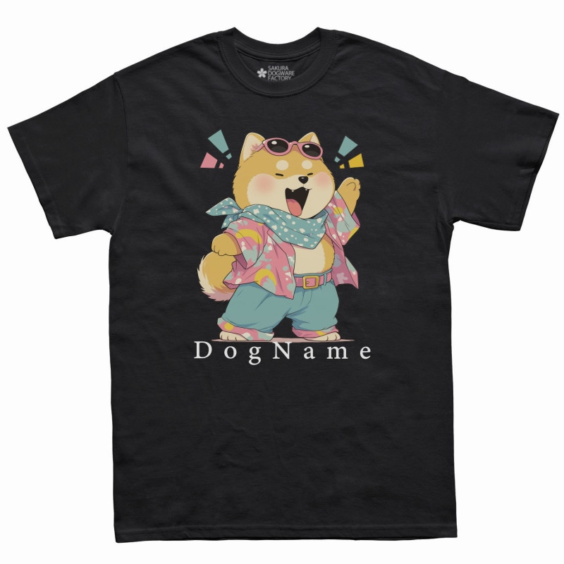 SAKURA DOGWARE FACTORY 名入れ　ユニセックス　Tシャツ　80's シティポップ　柴犬　6161