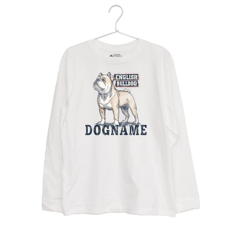 SAKURA DOGWARE FACTORY 名入れ　ユニセックス　ロンT　ヴィンテージプリント　イングリッシュブルドッグ　　9070