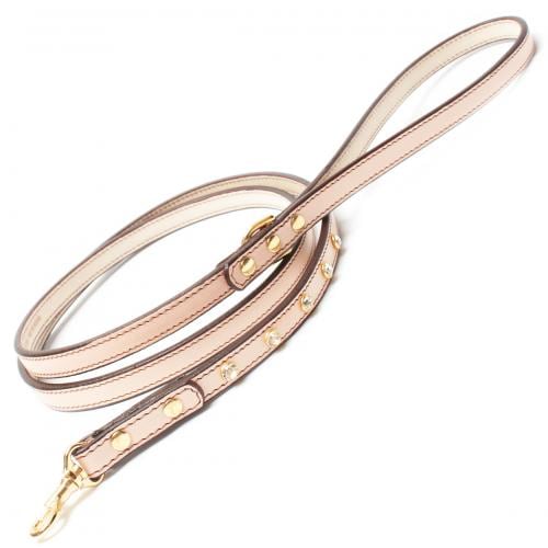 SAKURA DOGWARE ナナシリーズ/NaNa 12mm幅　スワロフスキーラインストーン使用　高級ヌメ革　リードA2007　金具/ゴールド