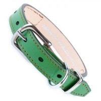 SAKURA DOGWARE ヌメ革 スワロフスキーエレメンツラインストーン グリーンSS首輪(小型犬・超小型犬・猫用　/　首周り18.5-28.5cm)　A1008|デザイン本革首輪