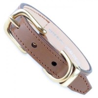 SAKURA DOGWARE ヌメ革 スワロフスキーエレメンツラインストーン 真鍮無垢金具 SS首輪(小型犬・超小型犬・猫用　/　首周り18.5-28.5cm)　A1023|デザイン本革首輪