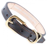 SAKURA DOGWARE ヌメ革　スワロフスキーエレメンツラインストーン　真鍮無垢金具　S首輪(小型犬・超小型犬・猫用　/　首周り22.5~32.5cm)　A1126|デザイン本革首輪