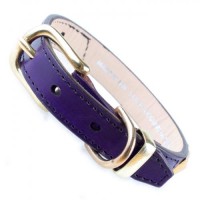 SAKURA DOGWARE ヌメ革　三角スタッズ　真鍮無垢金具　SS首輪(小型犬・超小型犬・猫用　/　首周り18.5-28.5cm)　パープル　A1118|デザイン本革首輪