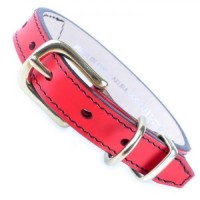 SAKURA DOGWARE ヌメ革　三角スタッズ　真鍮無垢金具　SS首輪(小型犬・超小型犬・猫用　/　首周り18.5-28.5cm)　レッド　A1119|デザイン本革首輪