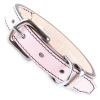 SAKURA DOGWARE ヌメ革　三角スタッズ　SS首輪(小型犬・超小型犬・猫用　/　首周り18.5-28.5cm)　ライトピンク　A1111|デザイン本革首輪