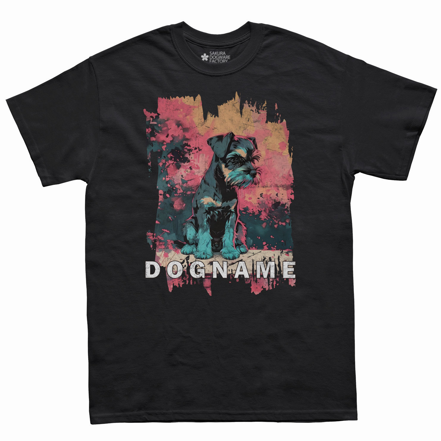 SAKURA DOGWARE FACTORY 名入れ　ユニセックス　Tシャツ　ミニチュアシュナウザー　6137