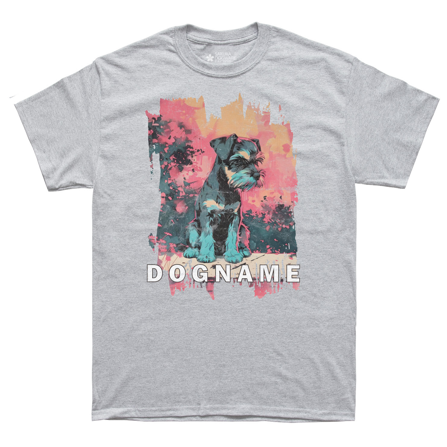 SAKURA DOGWARE FACTORY 名入れ　ユニセックス　Tシャツ　ミニチュアシュナウザー　6137