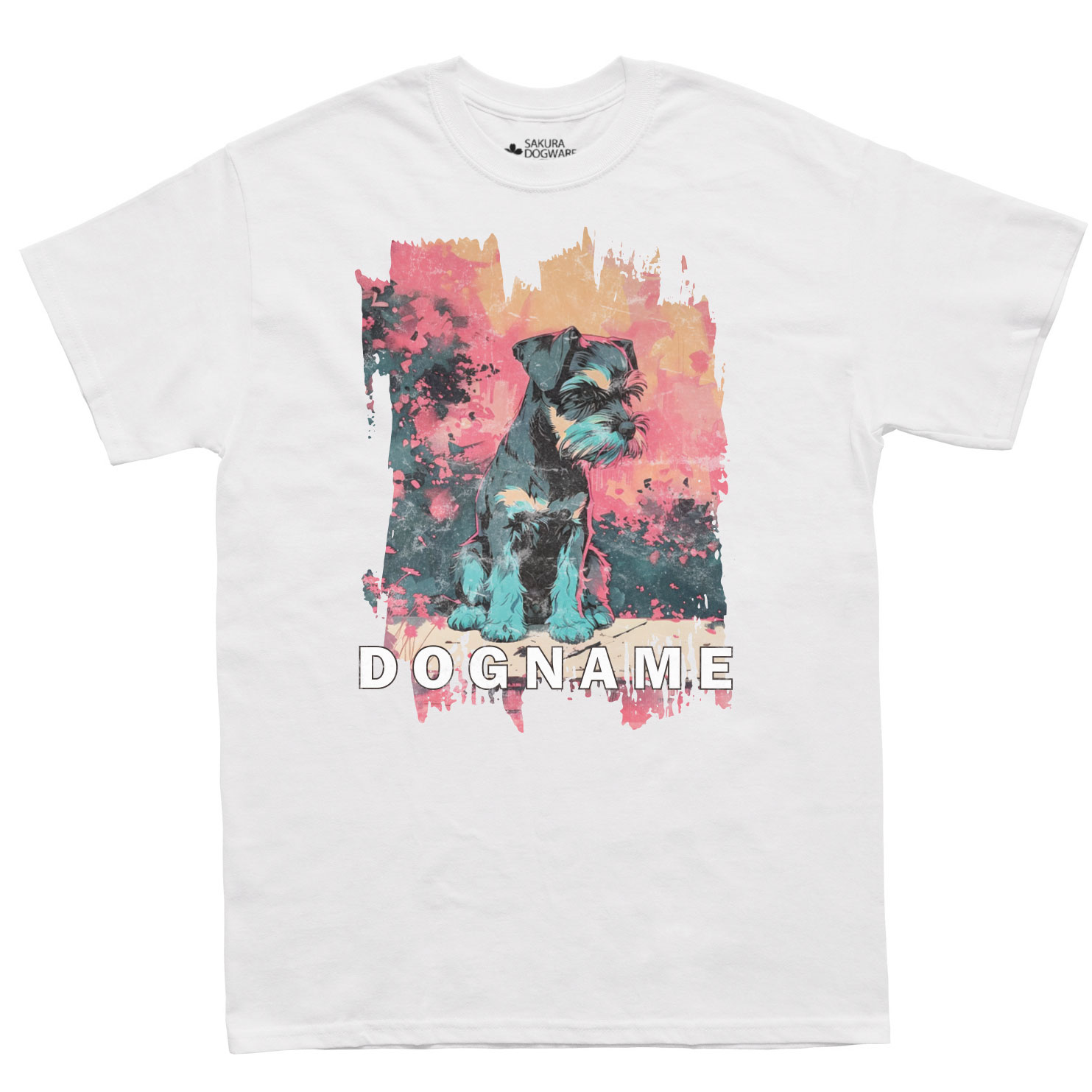 SAKURA DOGWARE FACTORY 名入れ　ユニセックス　Tシャツ　ミニチュアシュナウザー　6137