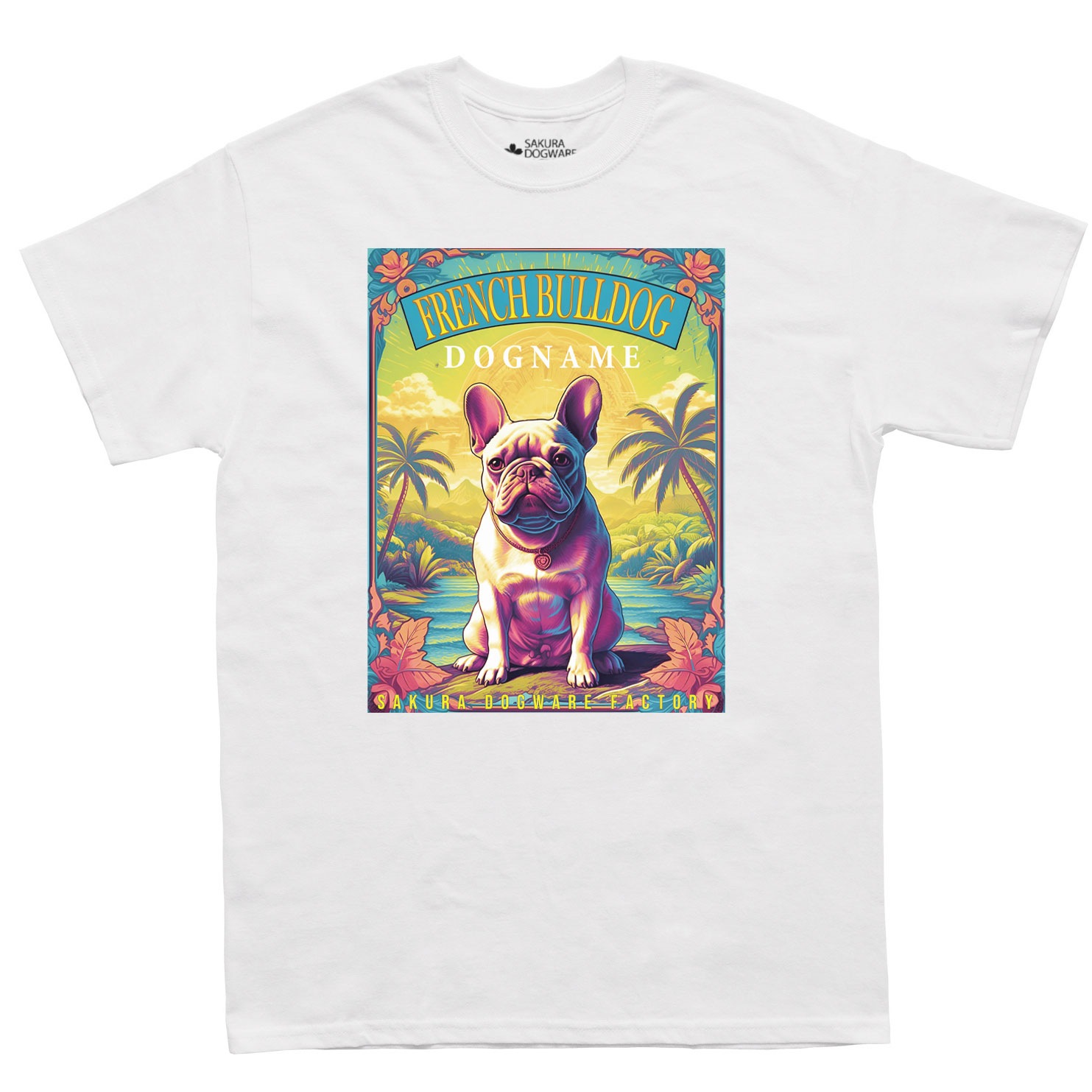 SAKURA DOGWARE FACTORY 名入れ　ユニセックス　Tシャツ　フレンチブルドッグ　6074