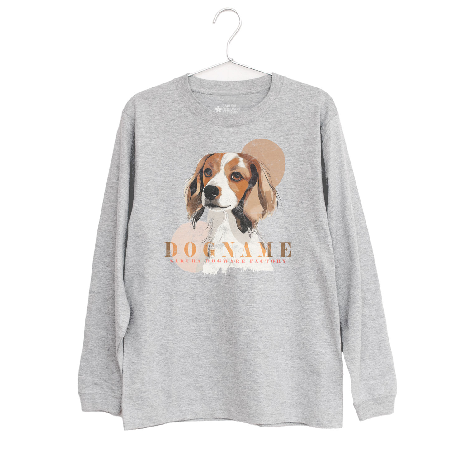 SAKURA DOGWARE FACTORY 名入れ　ユニセックス　ロンT　コーイケルホンディエ　ヴィンテージプリント　　9065