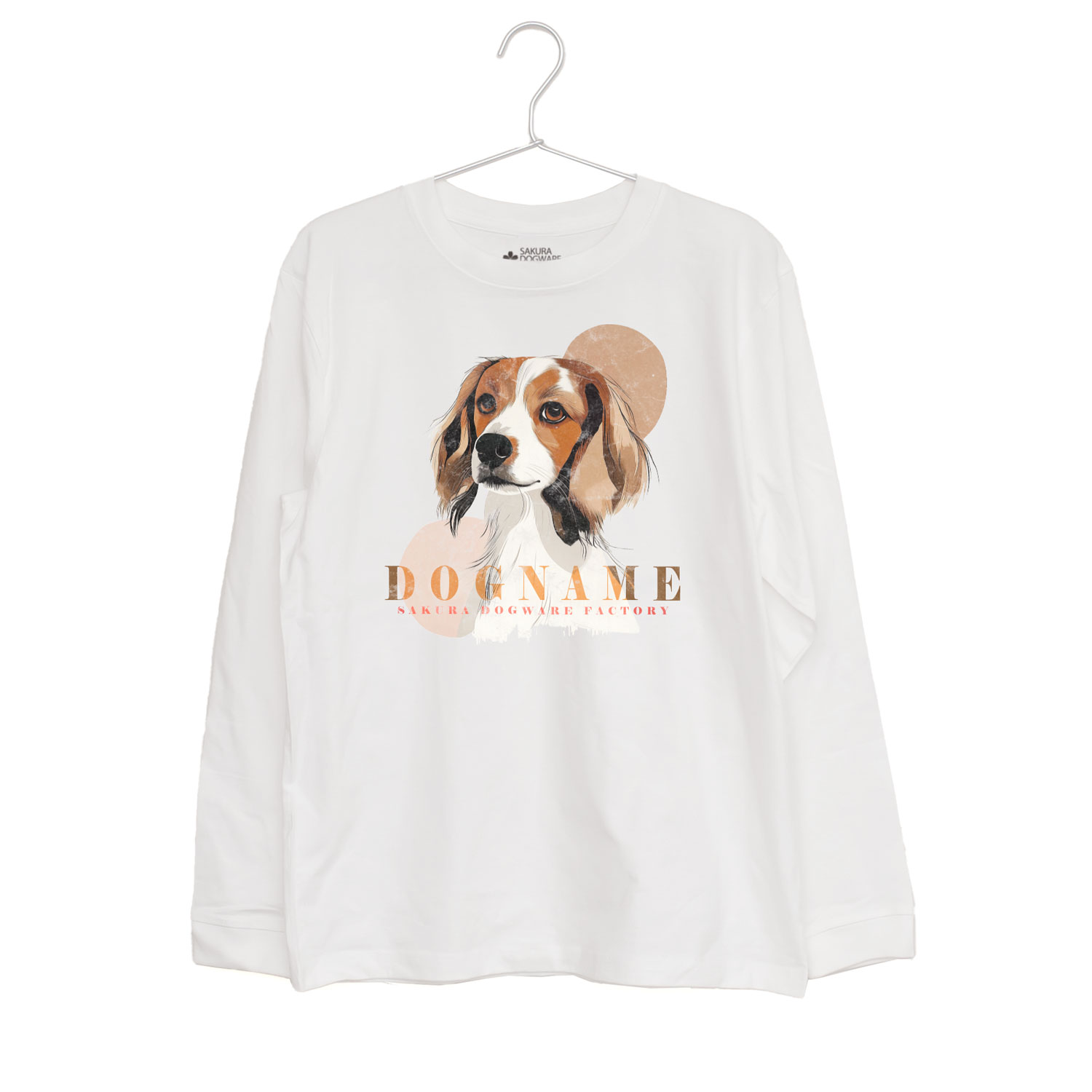 SAKURA DOGWARE FACTORY 名入れ　ユニセックス　ロンT　コーイケルホンディエ　ヴィンテージプリント　　9065