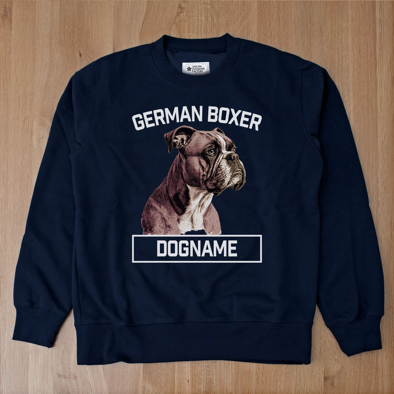 SAKURA DOGWARE FACTORY 名入れ　ユニセックス　クルーネックスウェット　ジャーマンボクサー8028
