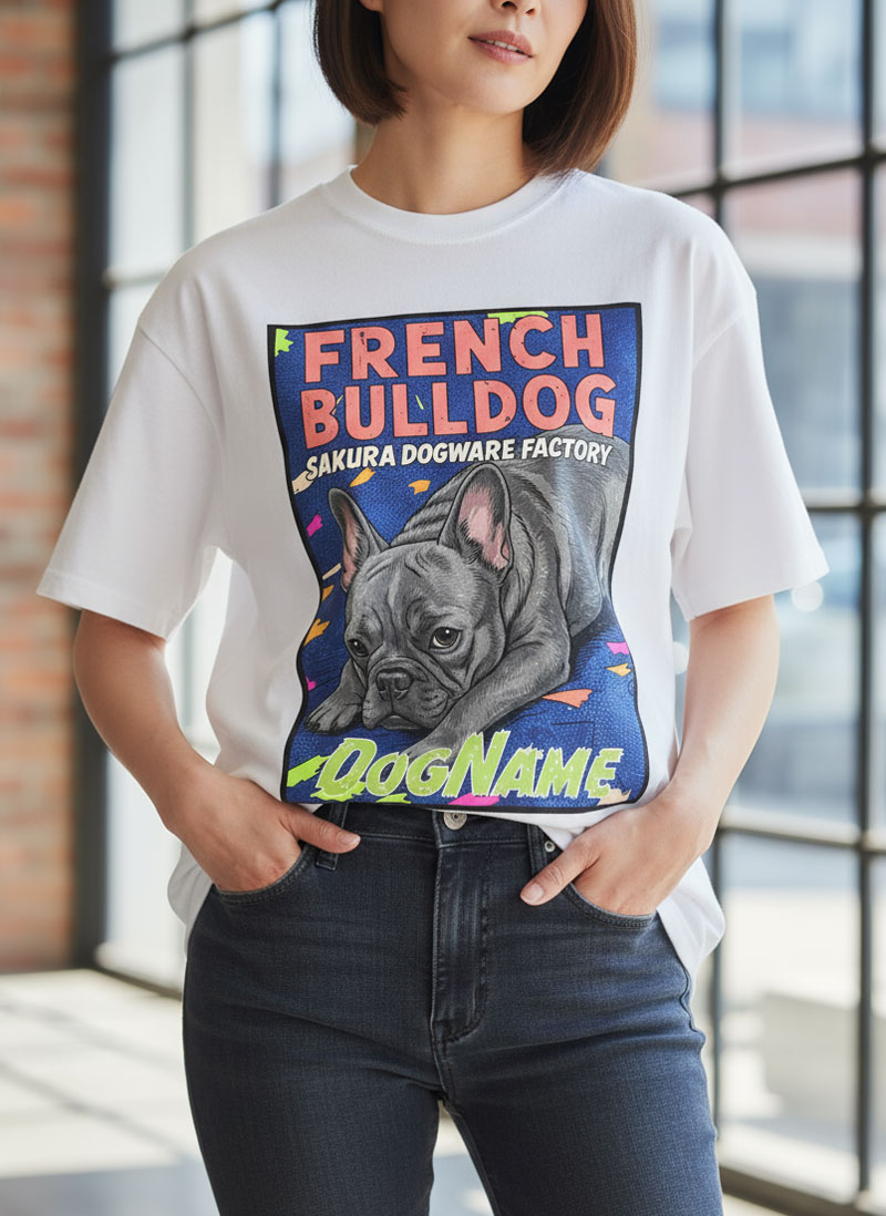 SAKURA DOGWARE FACTORY 名入れ　ユニセックス　Tシャツ　フレンチブルドッグ　6219