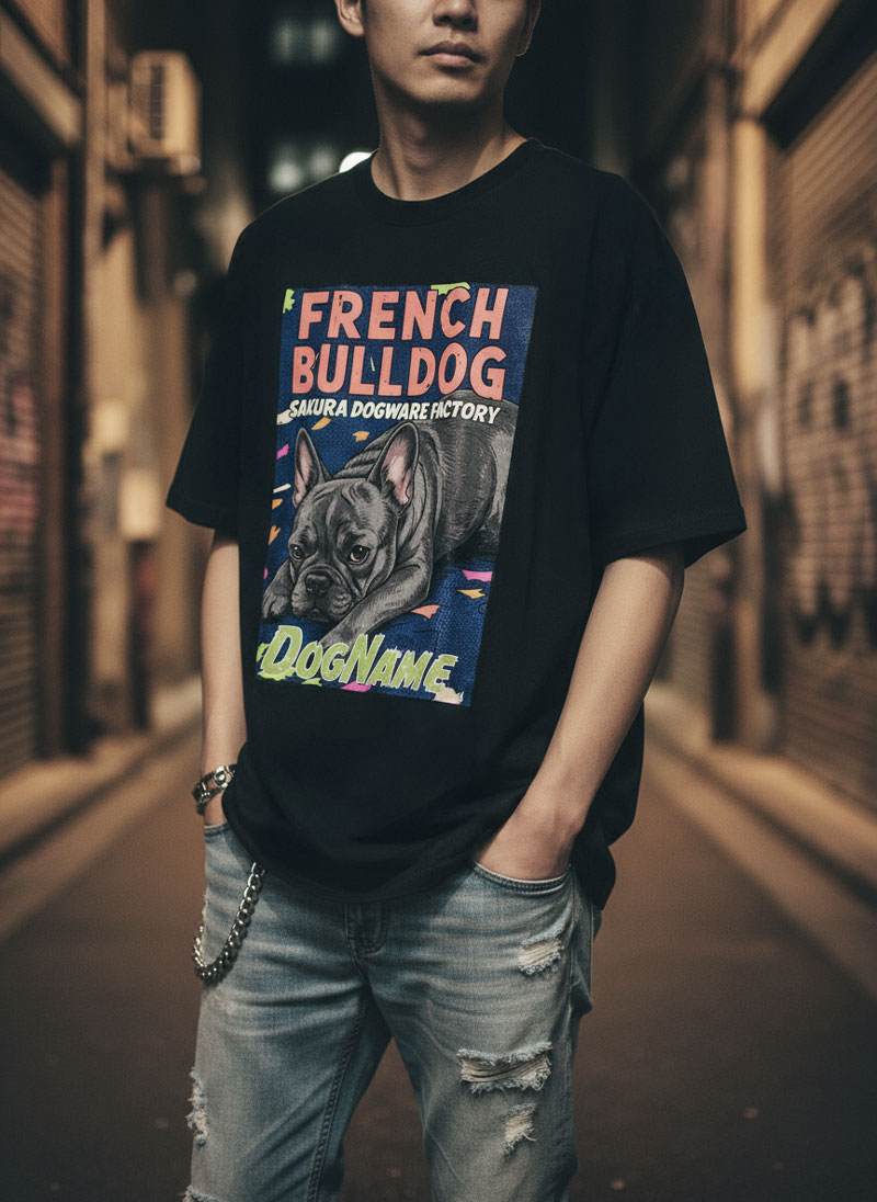SAKURA DOGWARE FACTORY 名入れ　ユニセックス　Tシャツ　フレンチブルドッグ　6219