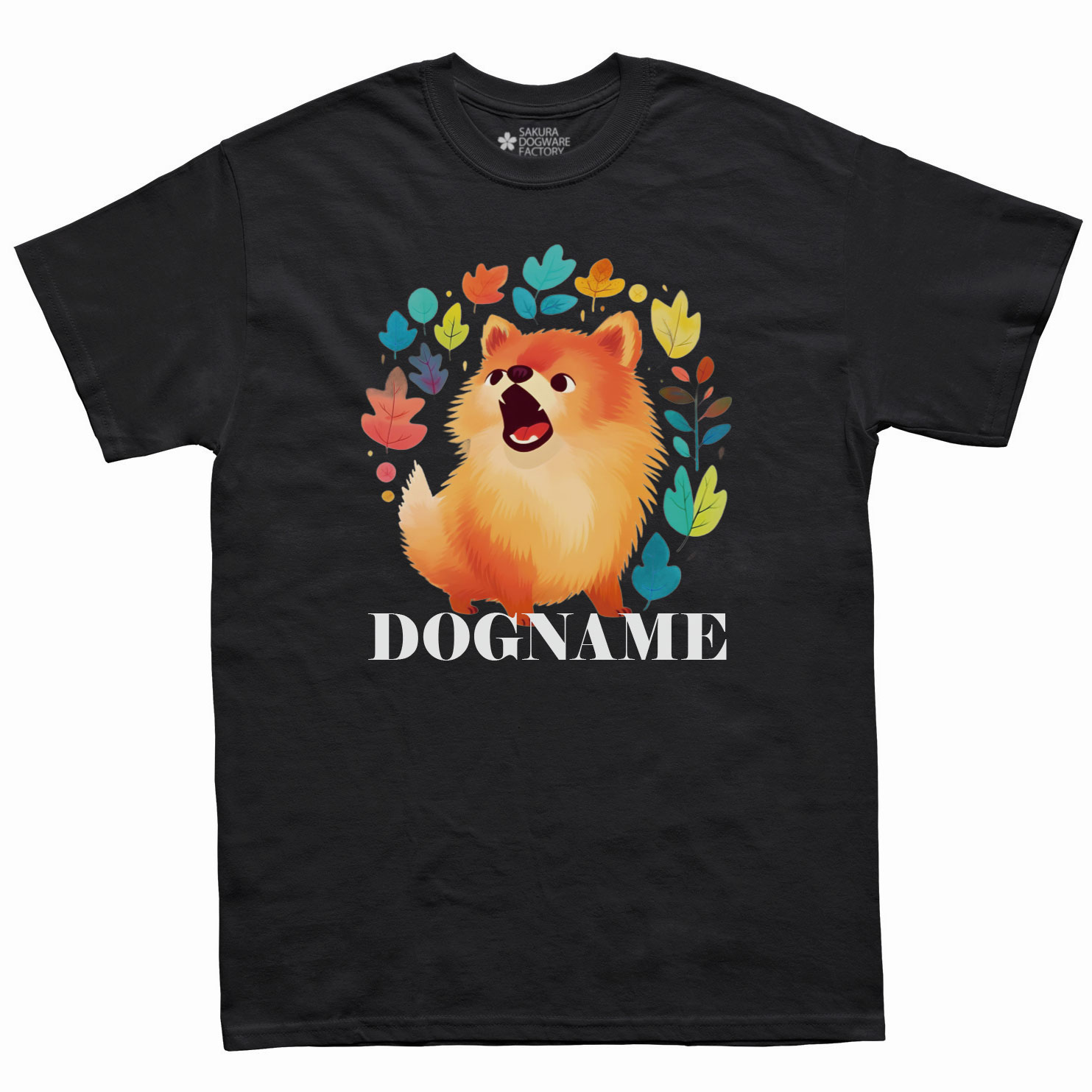 SAKURA DOGWARE FACTORY 名入れ　ユニセックス　Tシャツ　ポメラニアン　6077