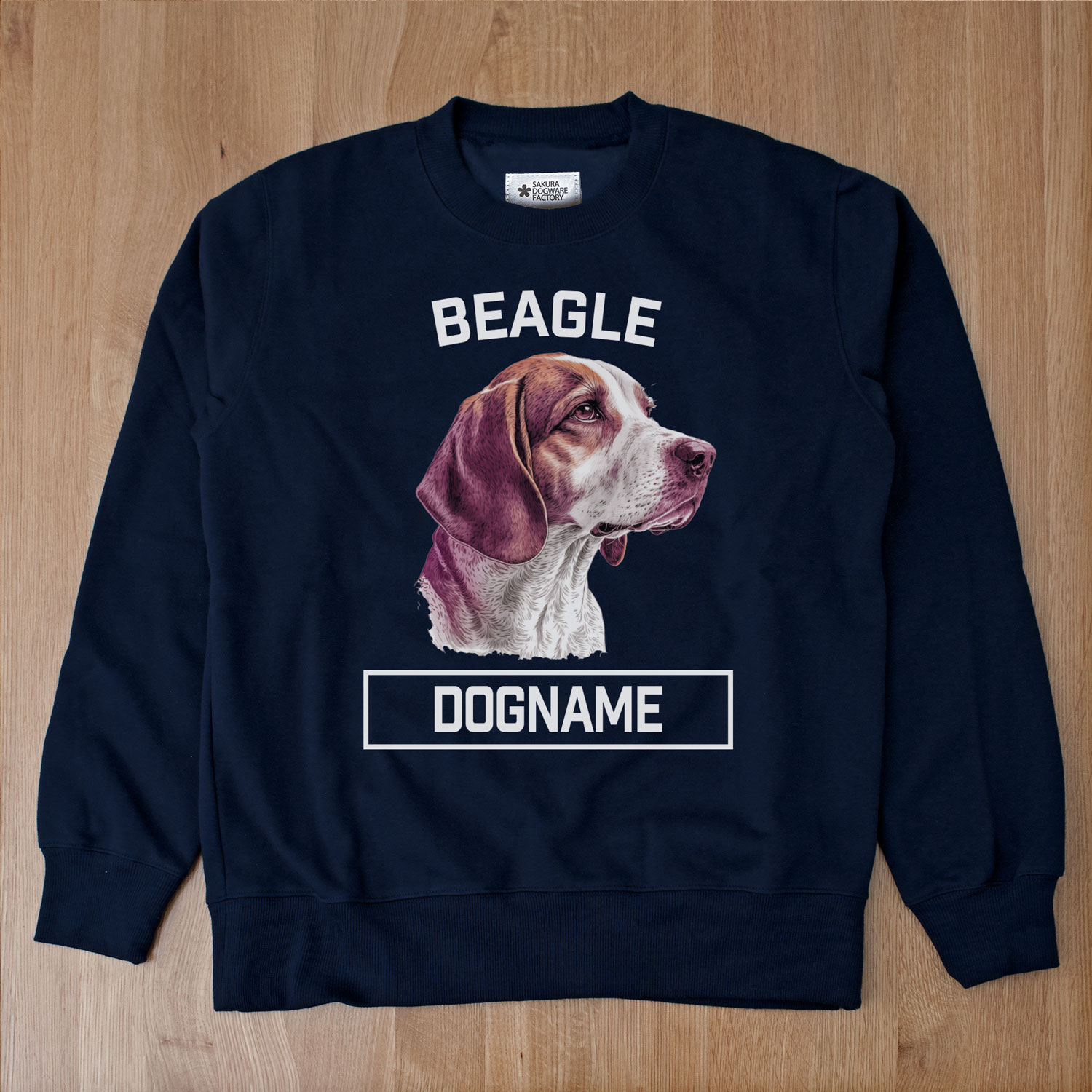 SAKURA DOGWARE FACTORY 名入れ　ユニセックス　クルーネックスウェット　ビーグル8031