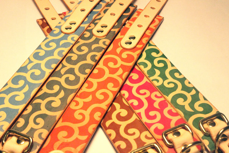 大唐草　全6色　Framer WIDE グラフィック手仕上げ　本革首輪　真鍮無垢金具 サイズSS～LL ベルト幅30mm/40mm #33ooka