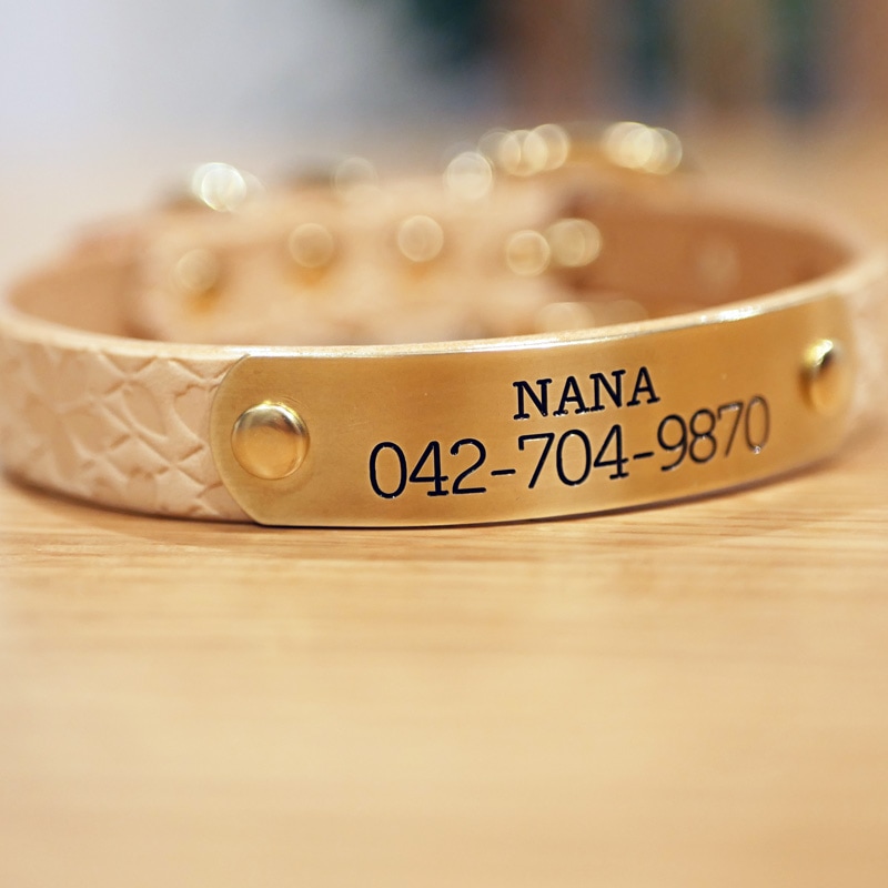 [#A8894]サクラ犬具製作所　本革　桜　菱文様　和柄型押し模様首輪 　日本製