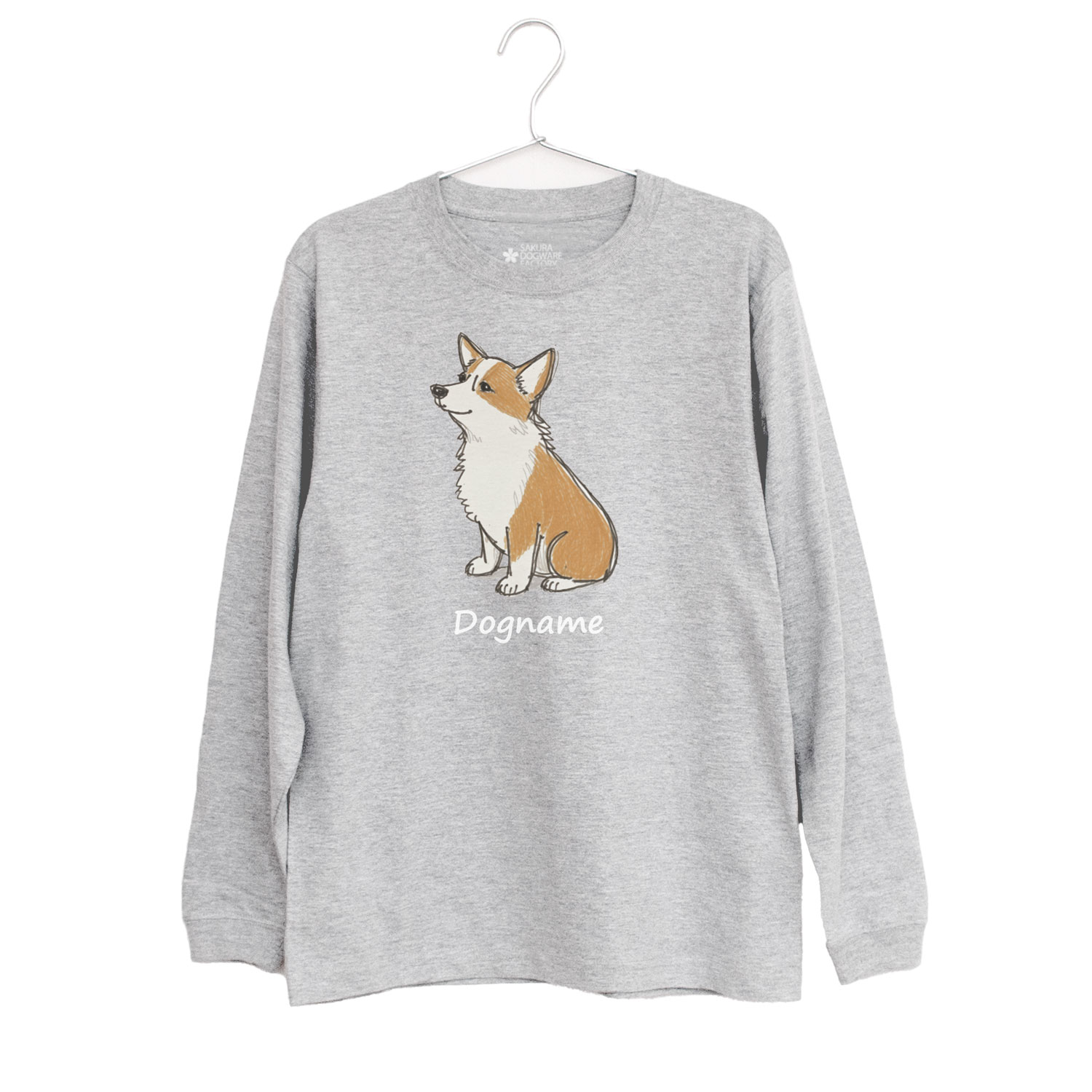 SAKURA DOGWARE FACTORY 名入れ　ユニセックス　ロンT　コーギー　9050