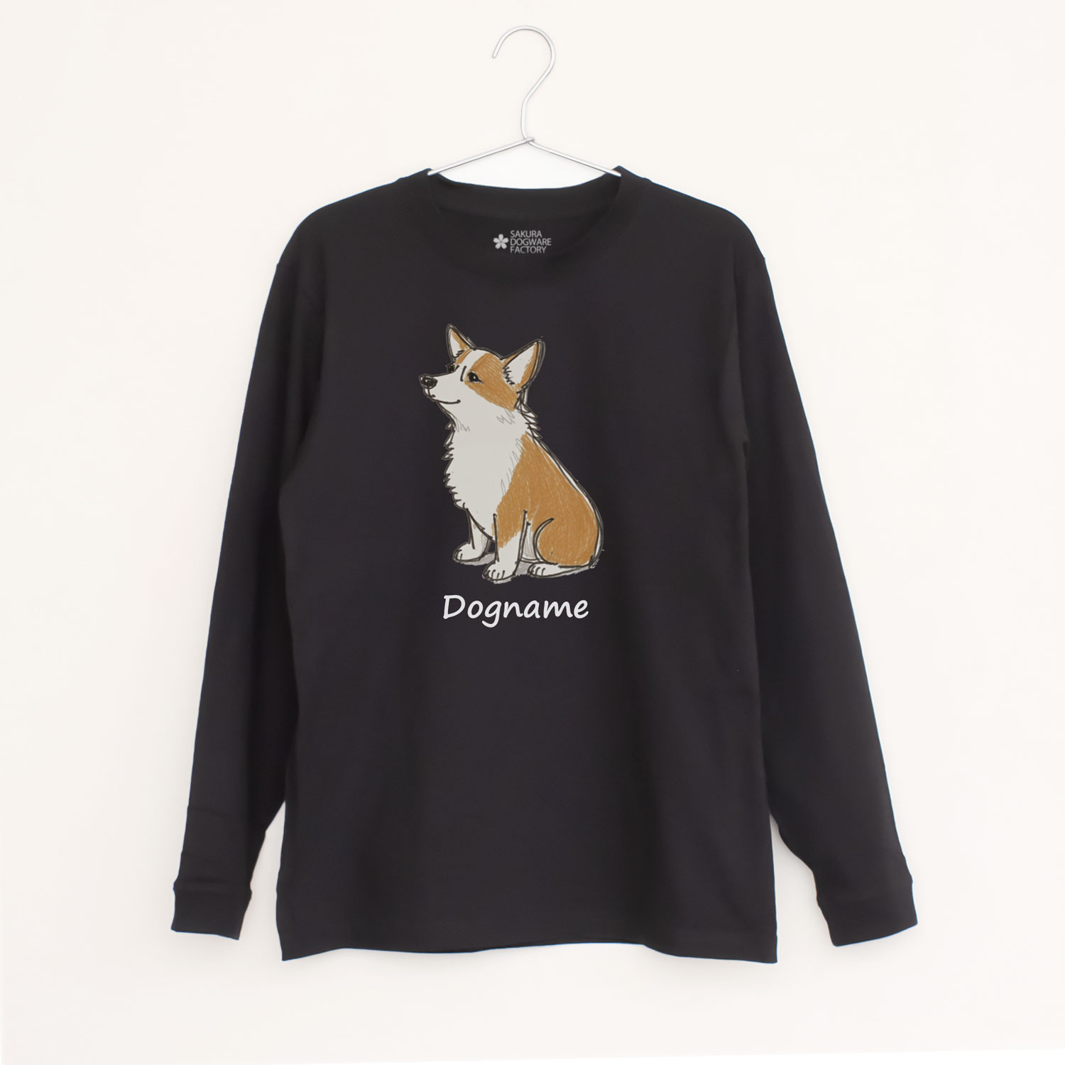 SAKURA DOGWARE FACTORY 名入れ　ユニセックス　ロンT　コーギー　9050