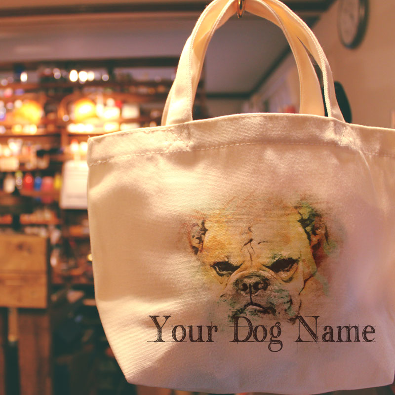 オリジナルデザイン　ブルドッグ　お散歩トートバッグT1045