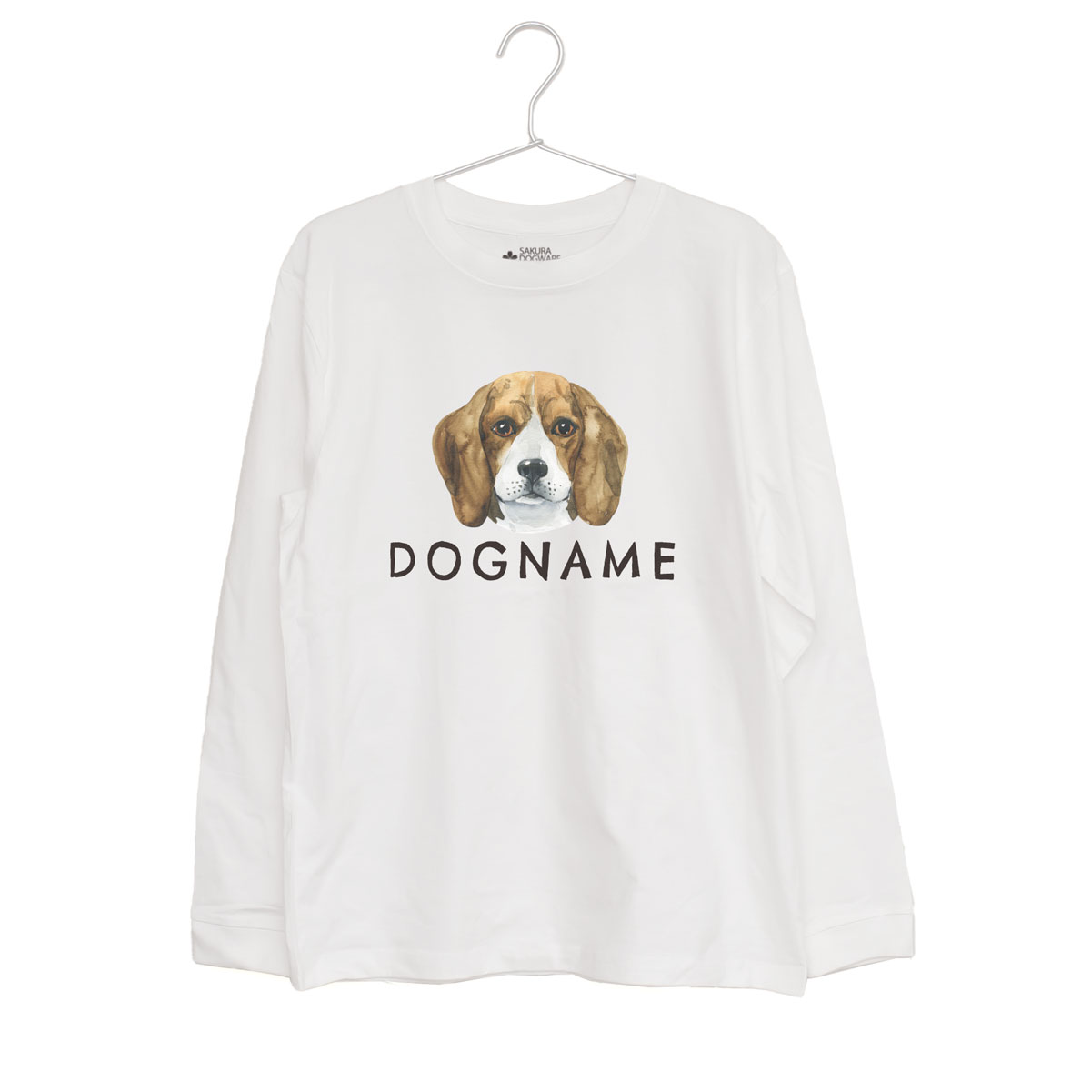 本革首輪 おしゃれ首輪 迷子札首輪の サクラ犬具製作所 Sakura Dogware Factory 名入れ ユニセックス ロンt ビーグル犬 9005 アパレル ロングスリーブtシャツ サクラ犬具製作所