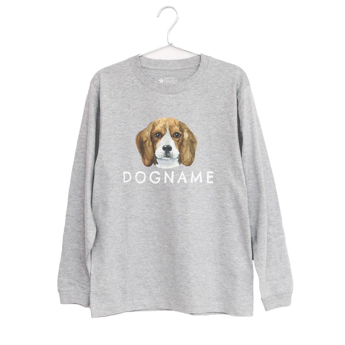 本革首輪 おしゃれ首輪 迷子札首輪の サクラ犬具製作所 Sakura Dogware Factory 名入れ ユニセックス ロンt ビーグル犬 9005 アパレル ロングスリーブtシャツ サクラ犬具製作所