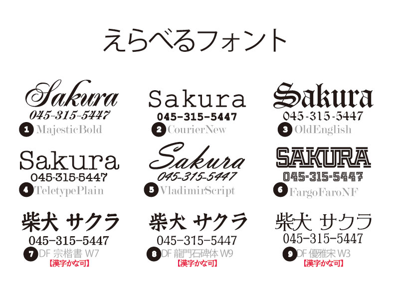 おなまえ首輪　名入れ・電話番号　グラフィックプリント　本革首輪　真鍮無垢金具 サイズSS～L ベルト幅30mm #33001-1