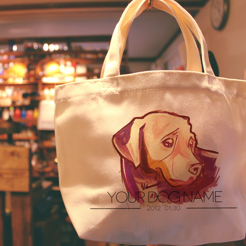 名入れ　オリジナルデザイン　ゴールデンレトリバー/ラブラドールレトリバー　ミニサイズ　お散歩トートバッグT1007