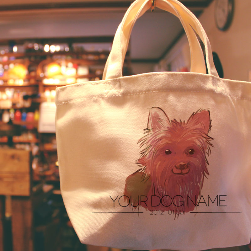 名入れ　オリジナルデザイン　ヨーキー/ヨークシャテリア　ミニサイズ　お散歩トートバッグT1012