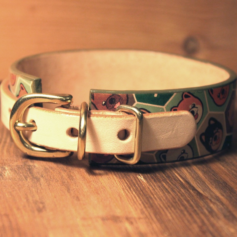 Framer WIDE グラフィック手仕上げ　本革首輪　真鍮無垢金具 サイズSS～LL ベルト幅30mm/40mm #33039