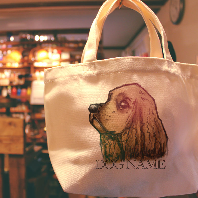 名入れ　オリジナルデザイン　アメリカン・コッカー・スパニエル/アメリカンコッカースパニエル　ミニサイズ　お散歩トートバッグT1027