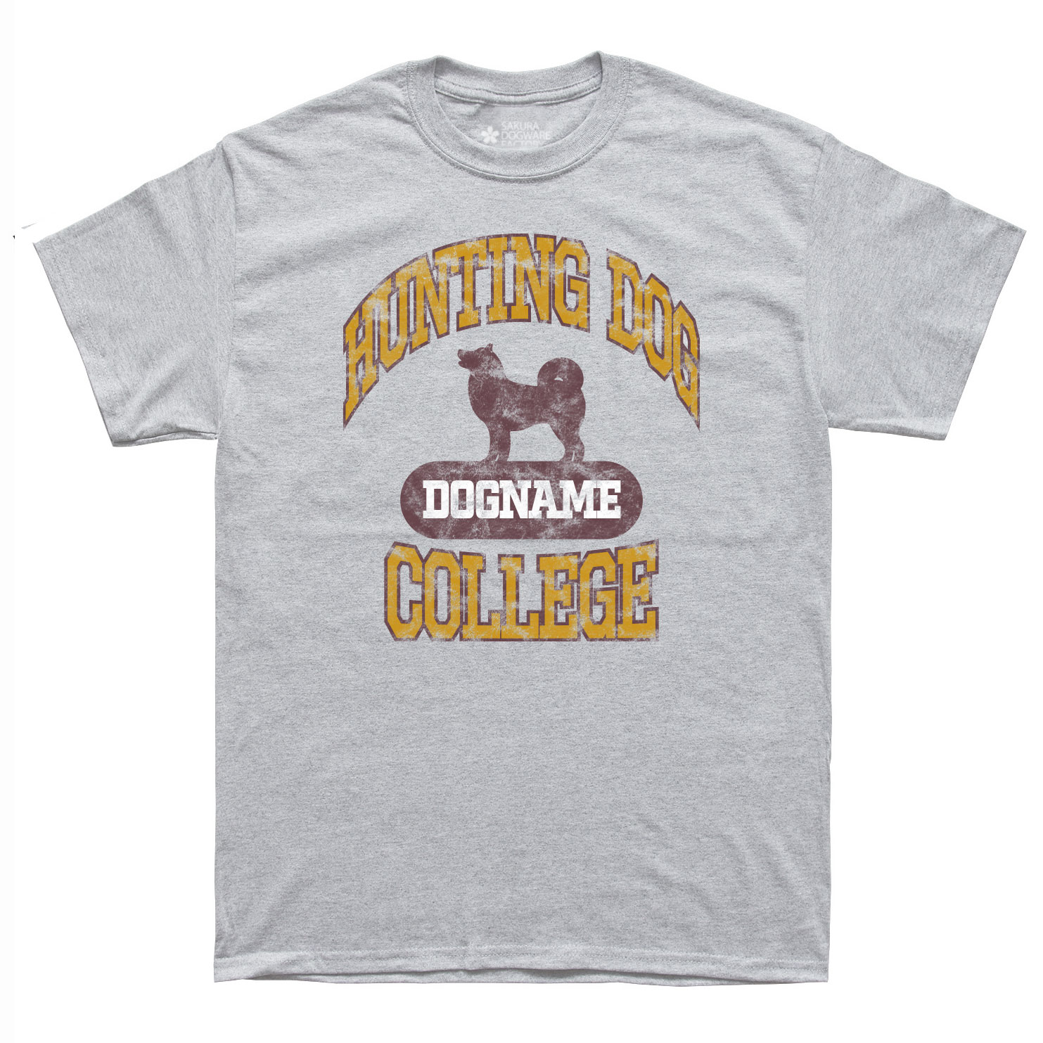 SAKURA DOGWARE FACTORY 名入れ　ユニセックス HUNTING DOG COLLEGE　Tシャツ 　40犬種からえらべるシルエット 6089