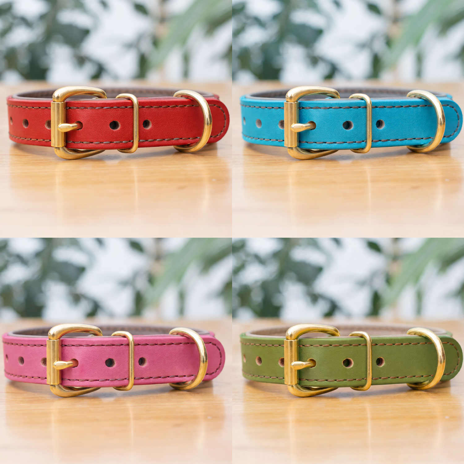 【立体彫刻】真鍮無垢ネームプレート付き 本革首輪 25mm｜ローラーバックル｜抗菌クッション｜中型・大型犬 全28色 日本製 サクラ犬具製作所 [#HBW243D-25mm]