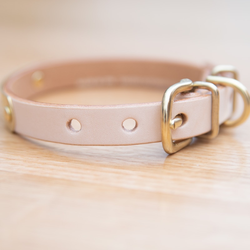 犬種別顔アイコン　切削彫刻　迷子札付首輪　おなまえ首輪　真鍮彫刻プレート付　本ヌメ革/本革　手仕上げ　　真鍮金具　首輪(小型犬・中型犬・大型犬)　A88900 